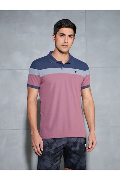 Technosport By Styli Color Block Short Sleeve Pique Slim Fit Polo T-Shirt