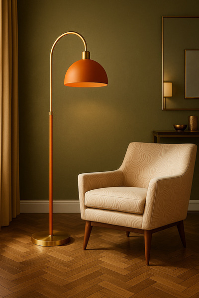 Vinner LuxArc Modern Kavisli Metal Lambader – Dekoratif Şık Aydınlatma