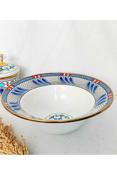 EBRULİEMAYE Kütahya Deep Fruit Bowl Salad Plate Bowl Presentation Bowl