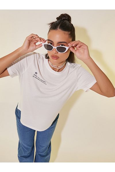 Styli Slogan Print Round Neck T-Shirt