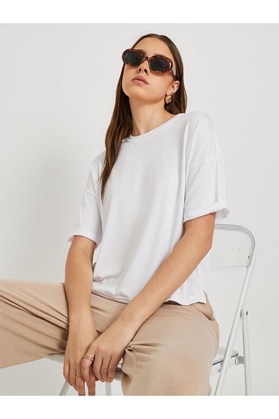Styli Solid Oversized Round Neck T-Shirt