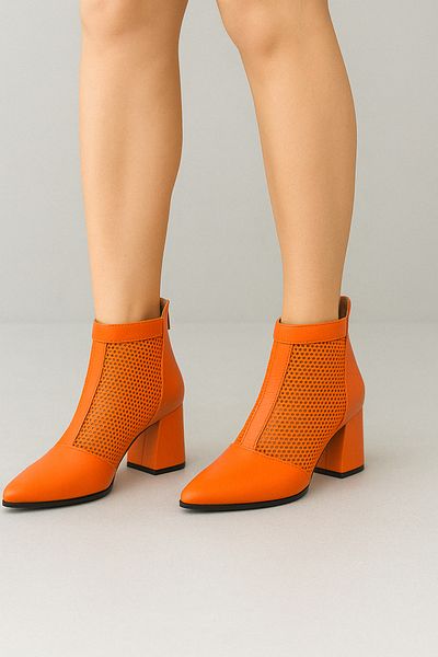 Mariolucci Women's Summer Boots (Mesh) Genuine Orange Leather