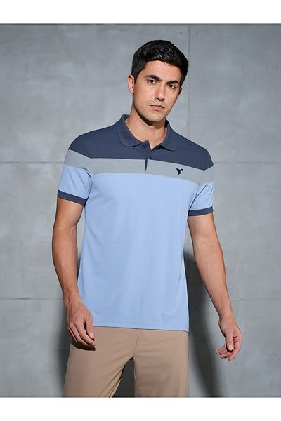 Technosport By Styli Color Block Short Sleeve Pique Slim Fit Polo T-Shirt