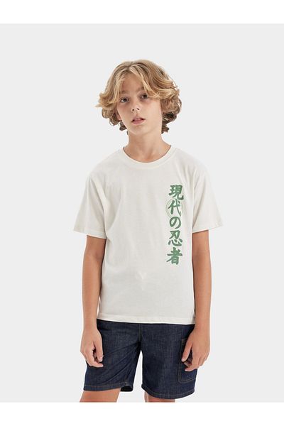 DeFacto Kids White Cotton Short Sleeve T-Shirt