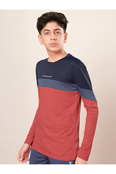 Technosport By Styli Color Block Long Sleeve Regular Fit T-Shirt