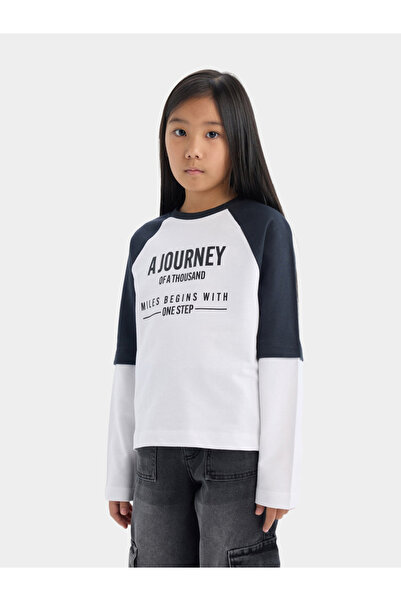 DeFacto Kids White Cotton Long Sleeve with Printed T-Shirt