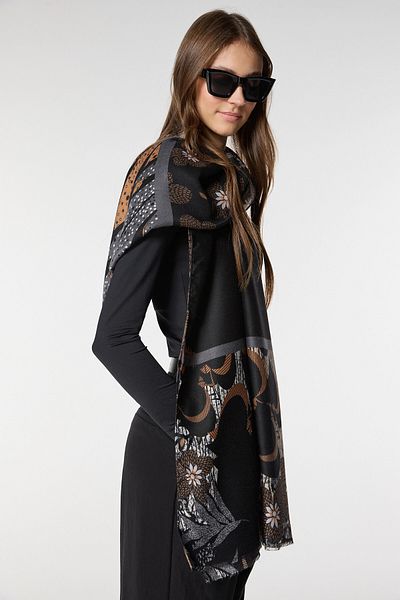 bacc Black Floral Patterned Shawl Bcnsv-2515077