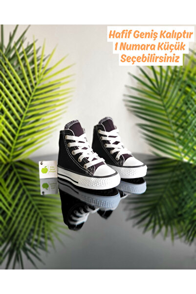 elma bebe Unisex Kız Erkek Bebe Çocuk Uzun Bilekli Bağcıklı Keten Kanvas Sneaker Spor Ayakkabı