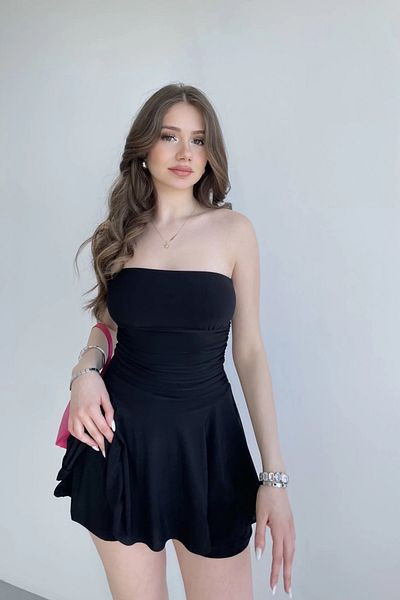 MOZENA Strapless Mini Dress with Shorts