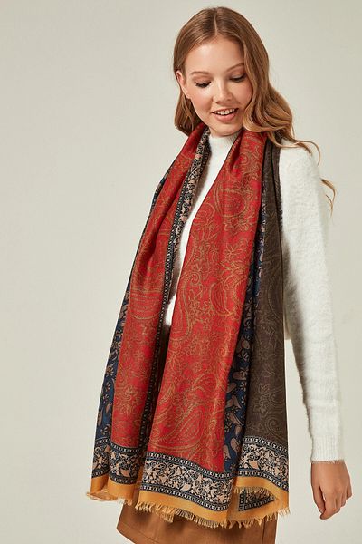 bacc Yellow Paisley Patterned Shawl Bcnsv-2511188