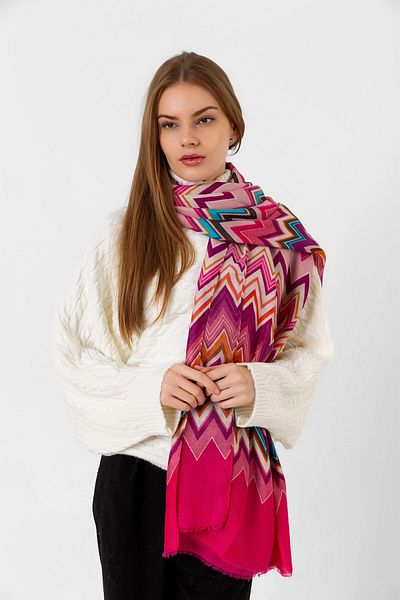 bacc Pink Zizgaz Patterned Shawl Bcnsv-2515080