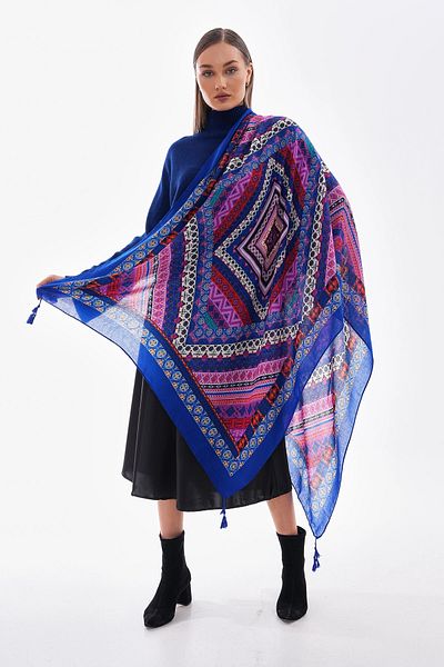 bacc Purple Patterned Tassel Shawl Bcnsv-2515239