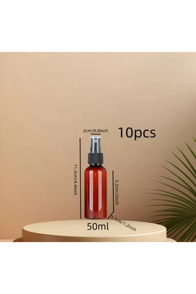 Nuvien Set of 10 Brown PET Spray Bottles 50 ml For Cosmetics/Kitchen/Cleaning
