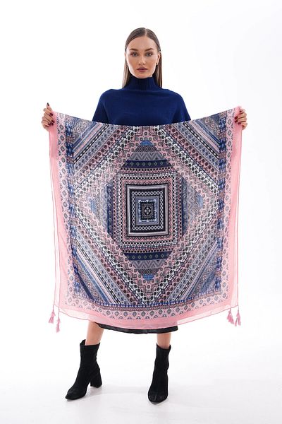 bacc Pink Patterned Tassel Shawl Bcnsv-2515239