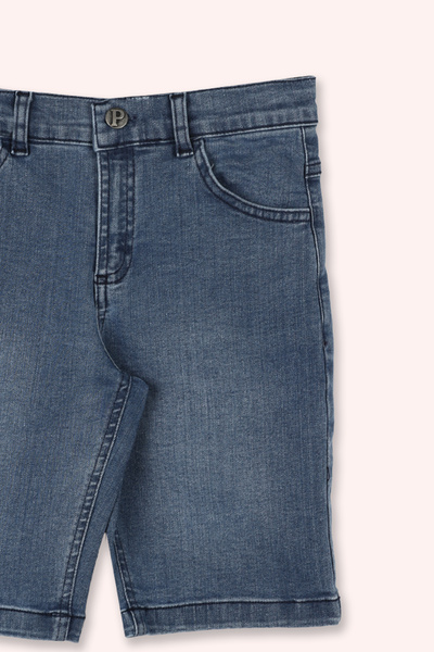 Panço Erkek Bebek Beli Ayarlanabilir Cepli Mavi Şort