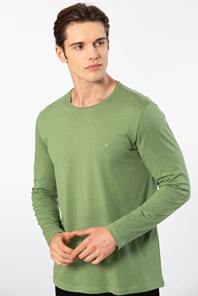 Cacharel Чоловіча бавовняна футболка з круглим вирізом 2242/Зелена