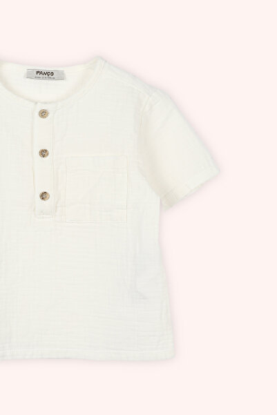 Panço Baby Boy Short Sleeve Ecru Shirt
