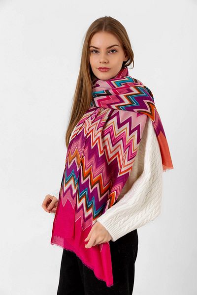 bacc Pink Zizgaz Patterned Shawl Bcnsv-2515080