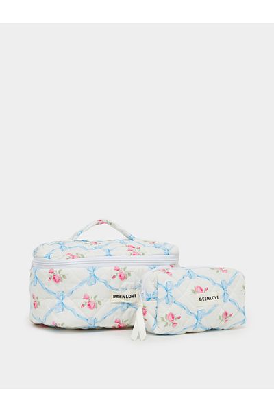 Styli Set of 2 - Floral Printed Quilted Wash Bag