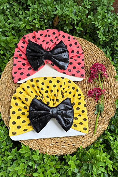 MASENKIDS BEBEK BONE & BANDANA ÇİFT KAT FİYONKLU KARIŞIK DESENLİ 2'Lİ SET