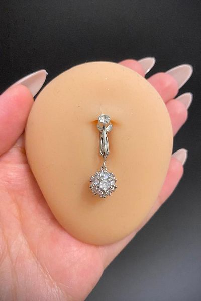 Blisse Piercing Zircon Stone Dangle Holeless Compression Steel Belly Piercing
