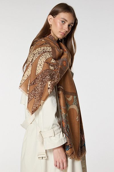 bacc Brown Floral Patterned Shawl Bcnsv-2515077