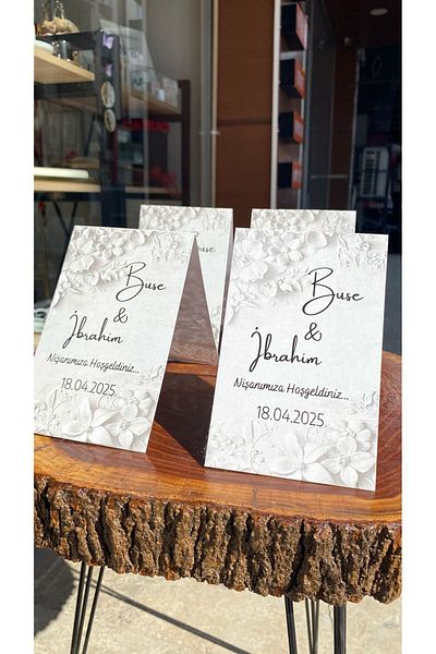 ARLetikettasarım Promise, Henna, Engagement, Wedding Twist Table Card 8X24 cm 25 Pieces - Arletikettasarım