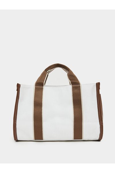 Styli Contrast Trim Double Top Handbag with Removable Shoulder Strap