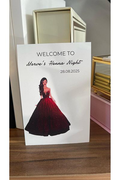 ARLetikettasarım Henna Night Red Dress Wedding Dress Card 8X12 cm 63 Pieces - Arletikettasarım