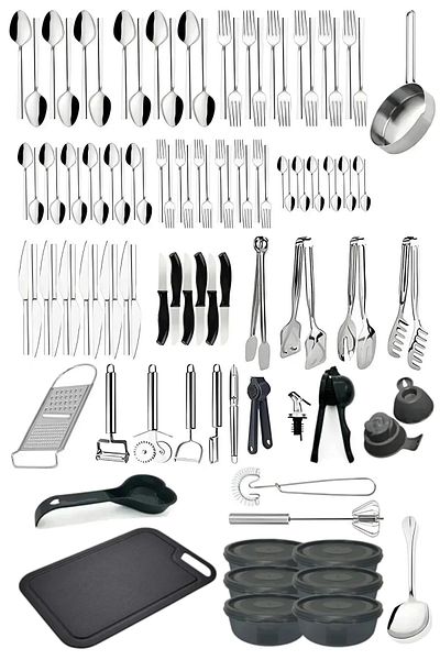 Homerest 104 Pieces Cutlery Set, Simple Model Modern Fork Spoon Knife Set Scoop Set for 12 Persons