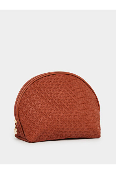 Styli حقيبة غسيل بتصميم نصف قمر من نسيج الراتان مع سحاب للإغلاق