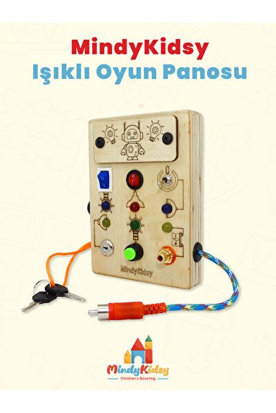 Genel Markalar Çocuklar İçin Eğitici Ahşap Montessori Mini Işıklı Oyun Panosu...