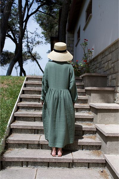 Tfifty Rochie lungă cu mânecă lungă, boemă, din bumbac