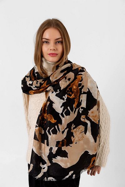 bacc Black Deer Patterned Shawl Bcnsv-2515056