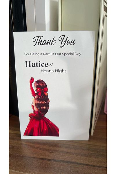 ARLetikettasarım Henna Night Red Dress Wedding Dress Card 8X12 cm 63 Pieces - Arletikettasarım