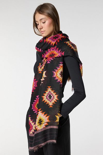 bacc Black Square Patterned Shawl Bcnsv-2515114