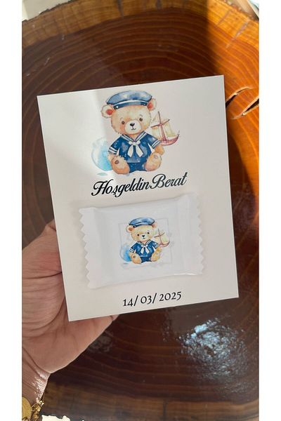 ARLetikettasarım Newborn Card Chocolate Decorated Set 50 Pieces for Baby Boy - Arletikettasarım