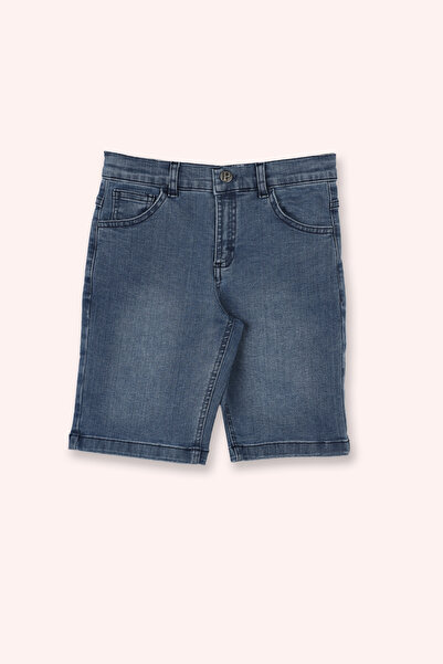 Panço Erkek Bebek Beli Ayarlanabilir Cepli Mavi Şort