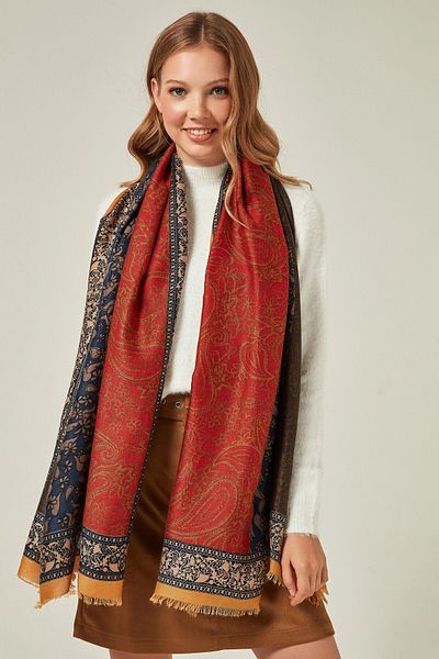 bacc Yellow Paisley Patterned Shawl Bcnsv-2511188