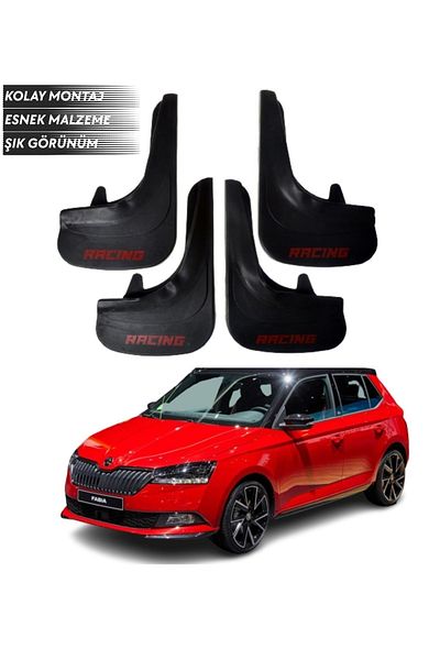 SONİKON LİNE Skoda Fabia Compatible Racing Written 4-Piece Mudguard Mudguard Dust Cover Modified