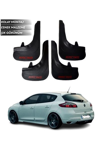 SONİKON LİNE Renault Megane 3 Hb 2010-2016 Compatible Racing Written 4-Piece Mudguard Mudguard Dust Cover Modified
