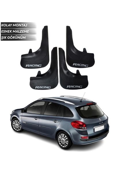 SONİKON LİNE Renault Clio 3 Stw 2006-2012 Compatible Racing Written 4-Piece Mudguard Mudguard Dust Cover Modified