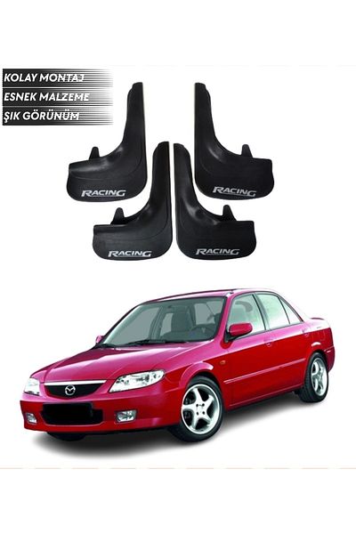 SONİKON LİNE Mazda 323 Compatible Racing Written 4-Piece Mudguard Mudguard Dust Cover Modified
