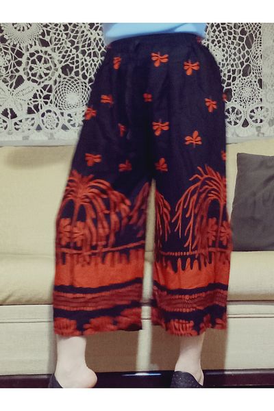 hoaryage Relax Waist Laced Viscose Capri Trousers 100% Cotton, Viscose Push Short Trousers Length 80 cm