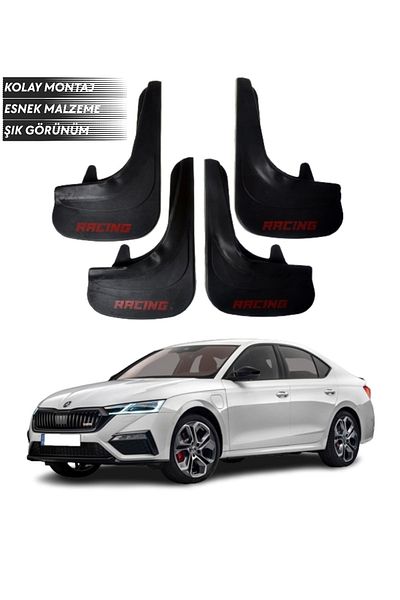 SONİKON LİNE Skoda Octavia Compatible Racing Written 4-Piece Fender Mudguard Dust Cover Modified