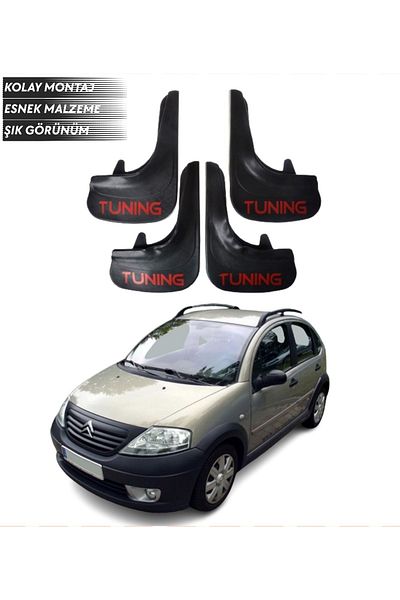 SONİKON LİNE Citroen C3 2002-2010 Compatible Tuning Written 4-Piece Fender Mudguard Dust Cover Modified
