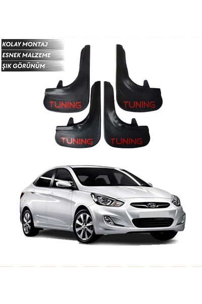 SONİKON LİNE Hyundai Accent Blue Compatible Tuning Written 4-Piece Fender Mudguard Dust Cover Modified