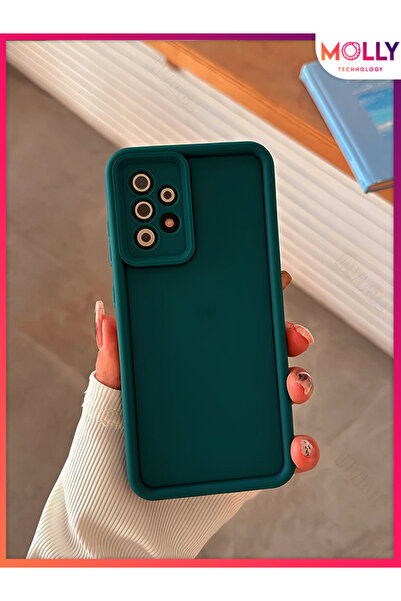 Molly Samsung Galaxy A52 İçin Çam Yeşili Kenarları Pan Silikon Kılıf