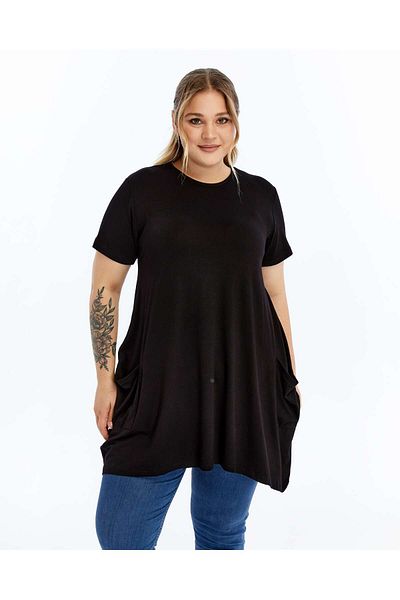 THE CABIN Women's Large Size Patterned Pocket Tunic