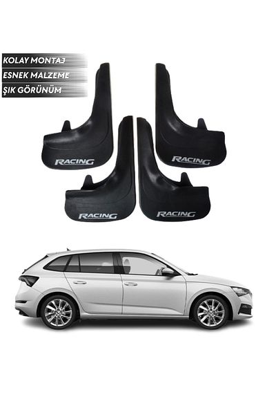 SONİKON LİNE Skoda Scala Compatible Racing Written 4-Piece Mudguard Mudguard Dust Cover Modified